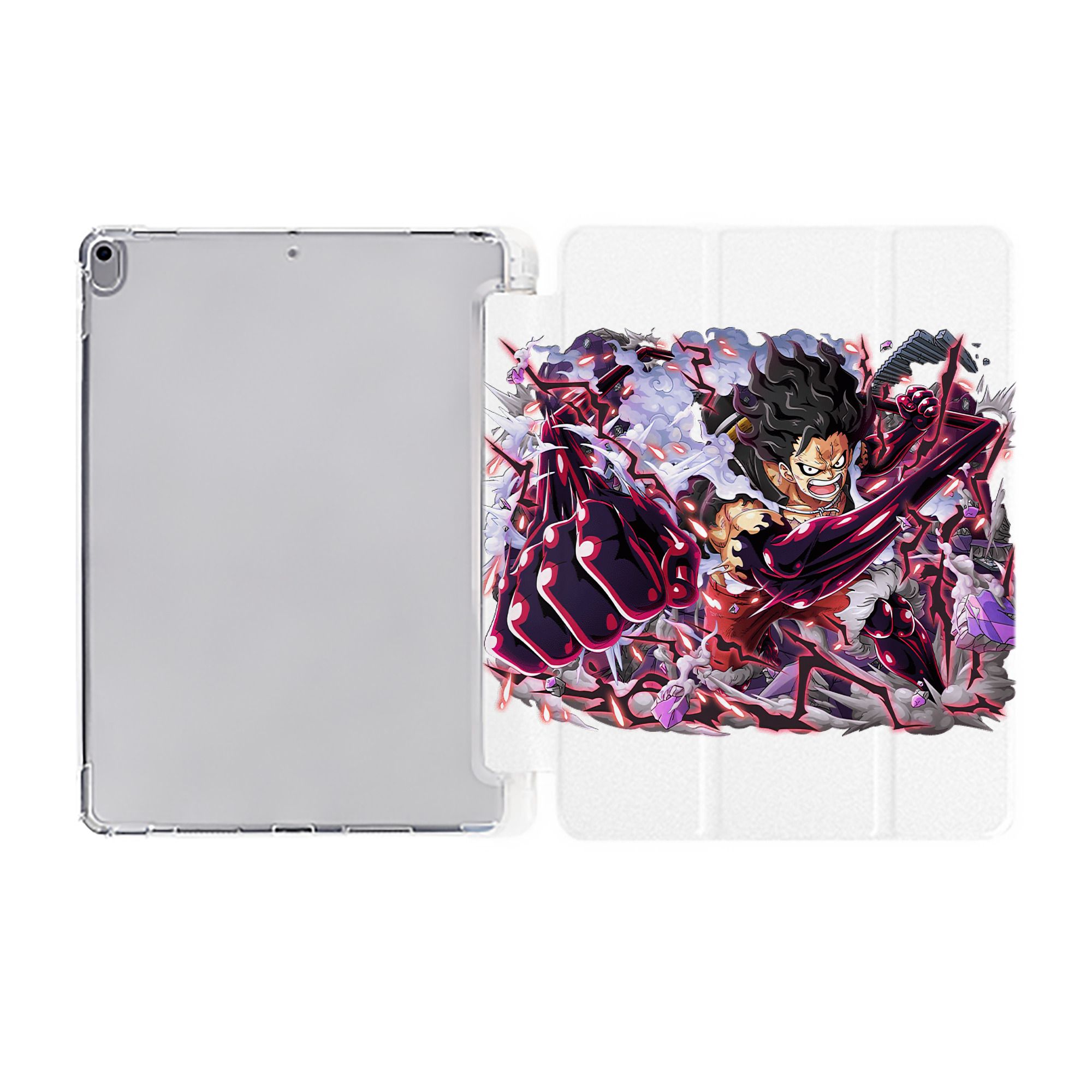 （画像用） ワンピース モンキー・D・ルフィ ONE PIECE Monkey D. Luffy IPad ケース ペン収納付き 三つ折りスタンド PUレザー×シリコン 対応機種9.5/10.5/10.9インチ